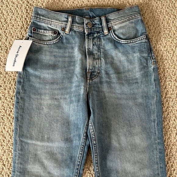 Acne Studios Melk Light Blue High Rise Slim Fit Crop Denim Jeans - Picture 9 of 16